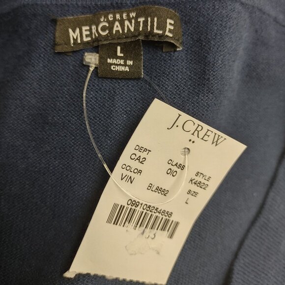 NWT J. Crew Mercantile blue 100% Cotton V-Neck bow pullover sweater ladies Large - Picture 6 of 7